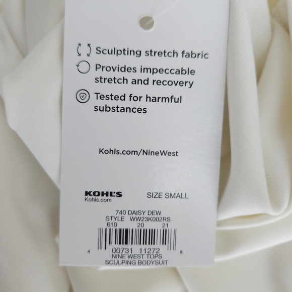 Nine West Sculpting Bodysuit Ivory Sleeveless Mock Neck Top Small - Picture 7 of 9